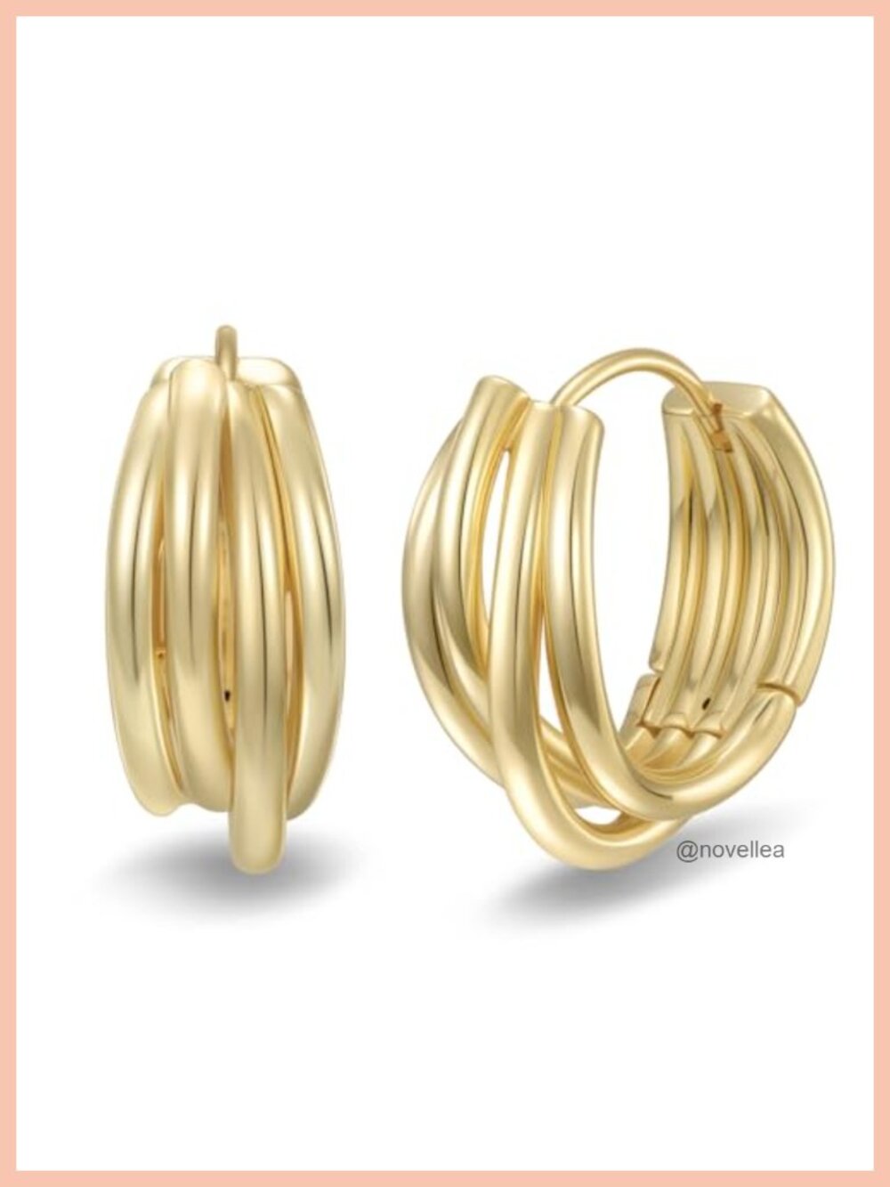 14K Gold Plated Chunky Hoop Earrings for Women Intertwined Lines Statement 20mm